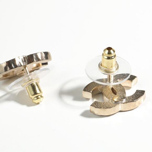 Chanel 23B Gold Pearl White Crystal CC Logo Classic Statement Stud Earrings - Picture 9 of 12